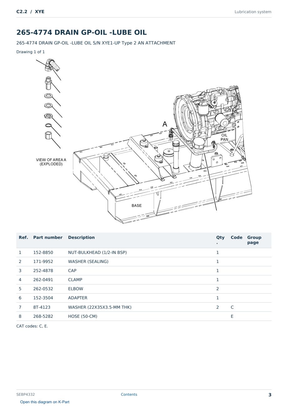 Caterpillar C2.2 S/N XYE Partsbook SEBP4332 (English) - sample page 3 of 10 Caterpillar C2.2 S/N XYE Partsbook SEBP4332 (English) - sample page 3 of 10