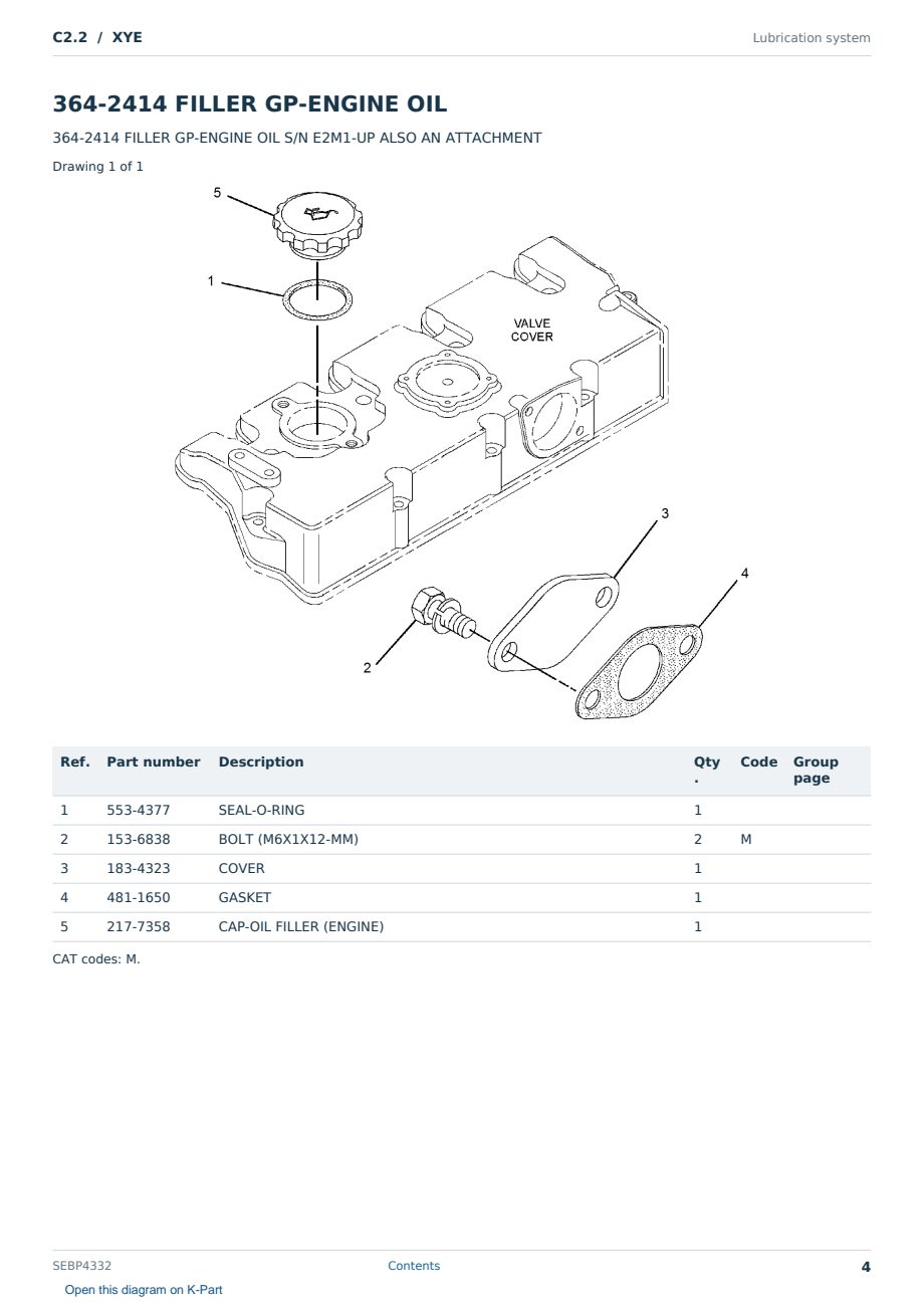 Caterpillar C2.2 S/N XYE Partsbook SEBP4332 (English) - sample page 4 of 10 Caterpillar C2.2 S/N XYE Partsbook SEBP4332 (English) - sample page 4 of 10