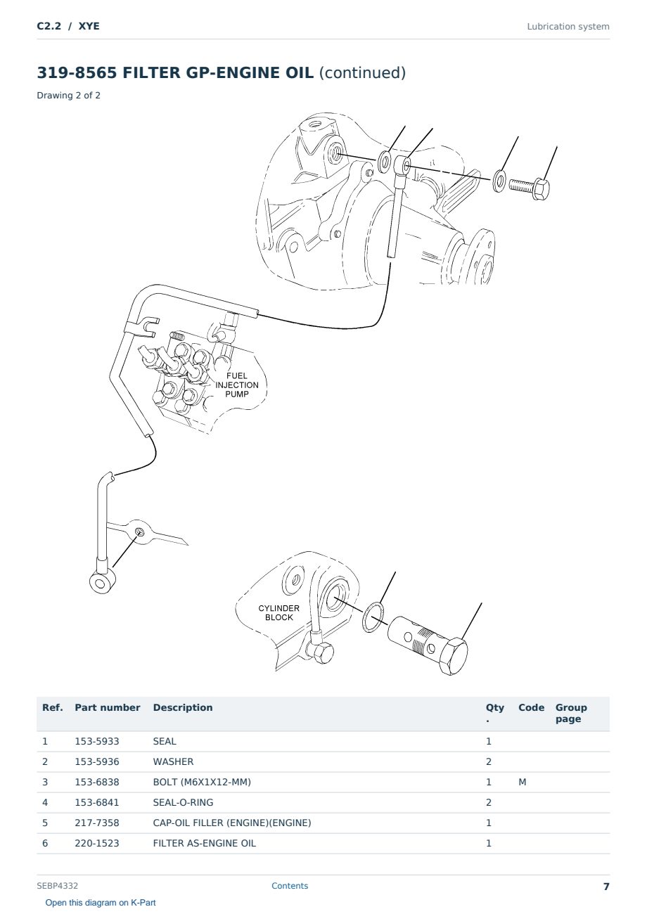 Caterpillar C2.2 S/N XYE Partsbook SEBP4332 (English) - sample page 7 of 10 Caterpillar C2.2 S/N XYE Partsbook SEBP4332 (English) - sample page 7 of 10