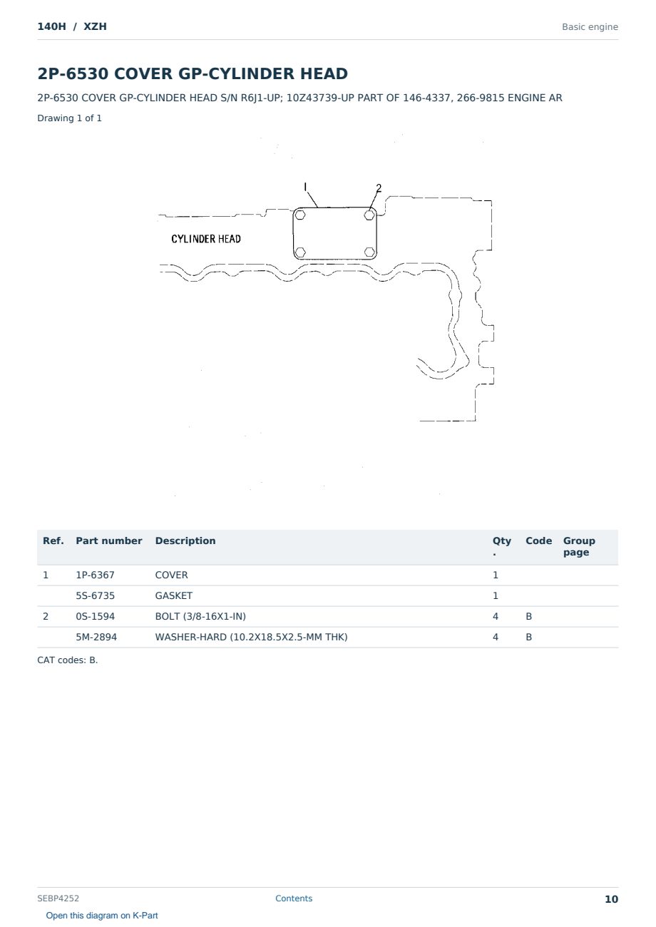 Caterpillar 140H S/N XZH Partsbook SEBP4252 (English) - sample page 10 of 10 Caterpillar 140H S/N XZH Partsbook SEBP4252 (English) - sample page 10 of 10