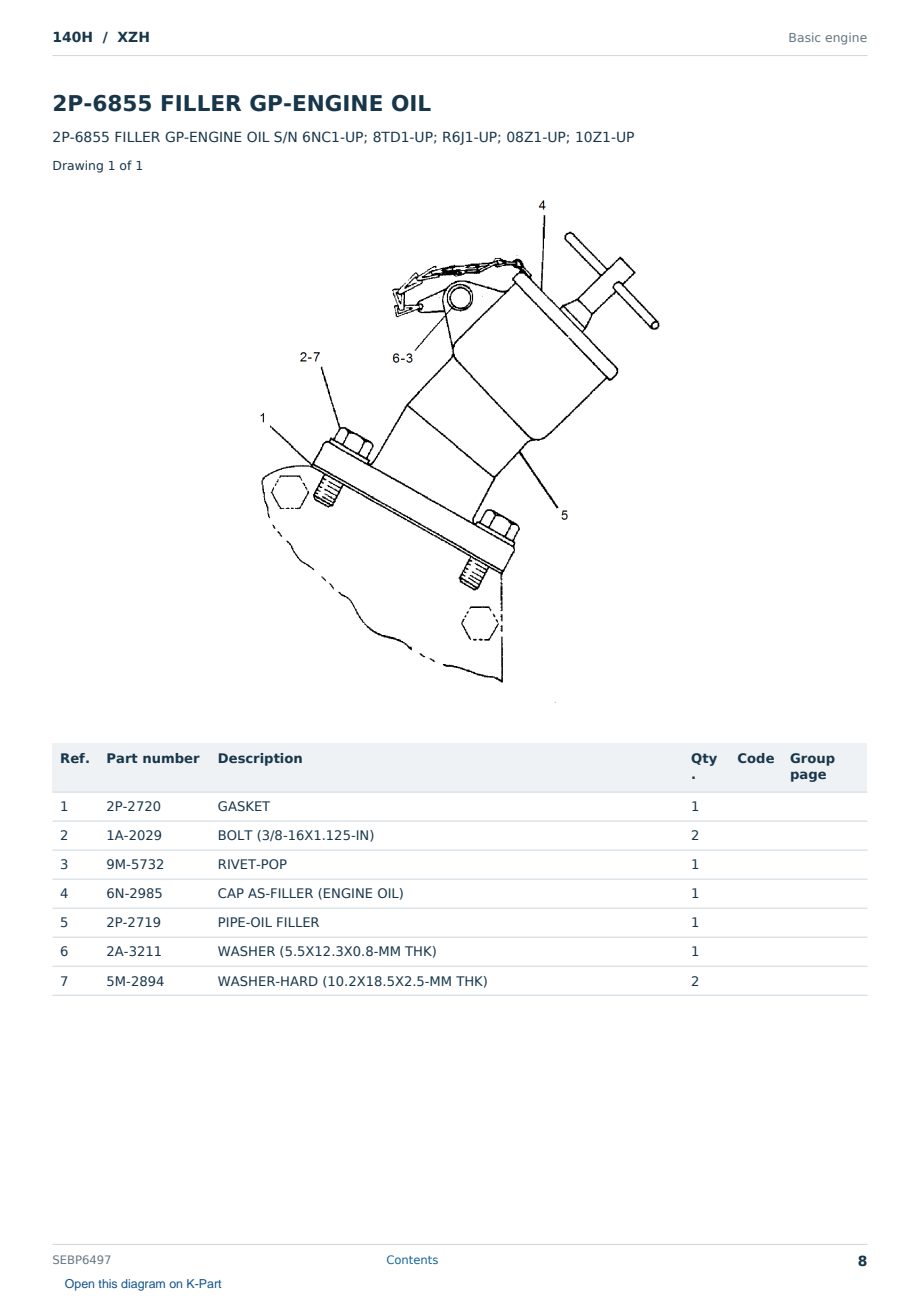 Caterpillar 140H S/N XZH Partsbook SEBP6497 (English) - sample page 8 of 10 Caterpillar 140H S/N XZH Partsbook SEBP6497 (English) - sample page 8 of 10
