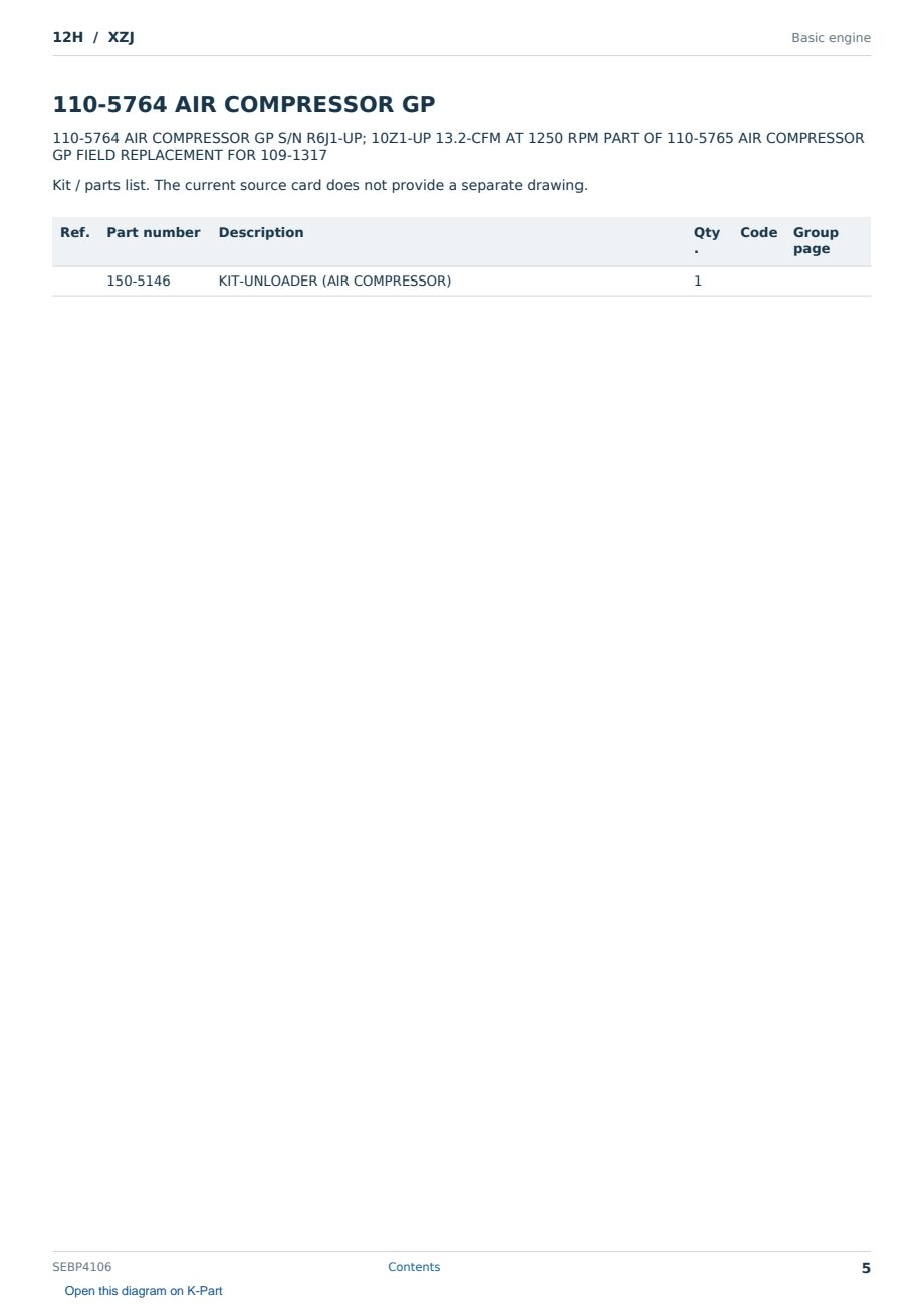 Caterpillar 12H S/N XZJ Partsbook SEBP4106 (English) - sample page 5 of 10 Caterpillar 12H S/N XZJ Partsbook SEBP4106 (English) - sample page 5 of 10