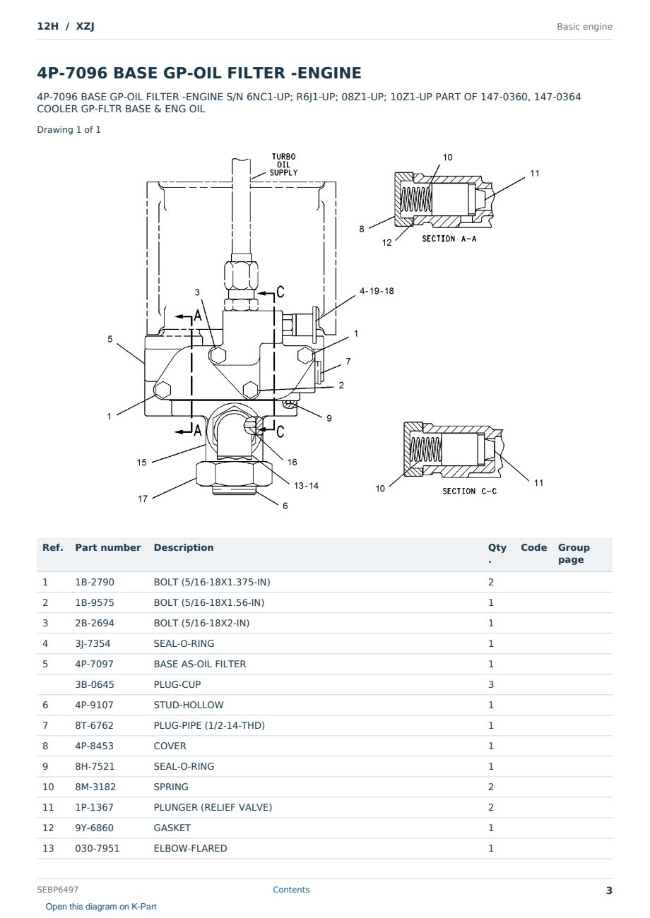 Caterpillar 12H S/N XZJ Partsbook SEBP6497 (English) - sample page 3 of 10 Caterpillar 12H S/N XZJ Partsbook SEBP6497 (English) - sample page 3 of 10