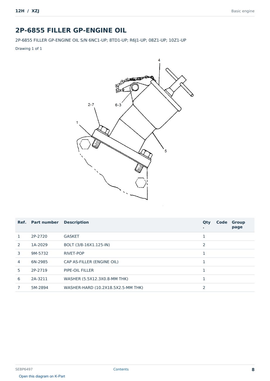 Caterpillar 12H S/N XZJ Partsbook SEBP6497 (English) - sample page 8 of 10 Caterpillar 12H S/N XZJ Partsbook SEBP6497 (English) - sample page 8 of 10