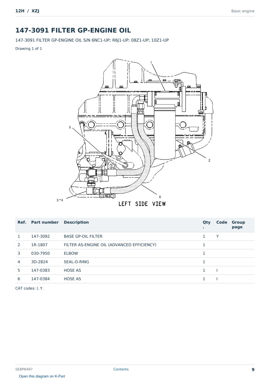 Caterpillar 12H S/N XZJ Partsbook SEBP6497 (English) - sample page 9 of 10 Caterpillar 12H S/N XZJ Partsbook SEBP6497 (English) - sample page 9 of 10