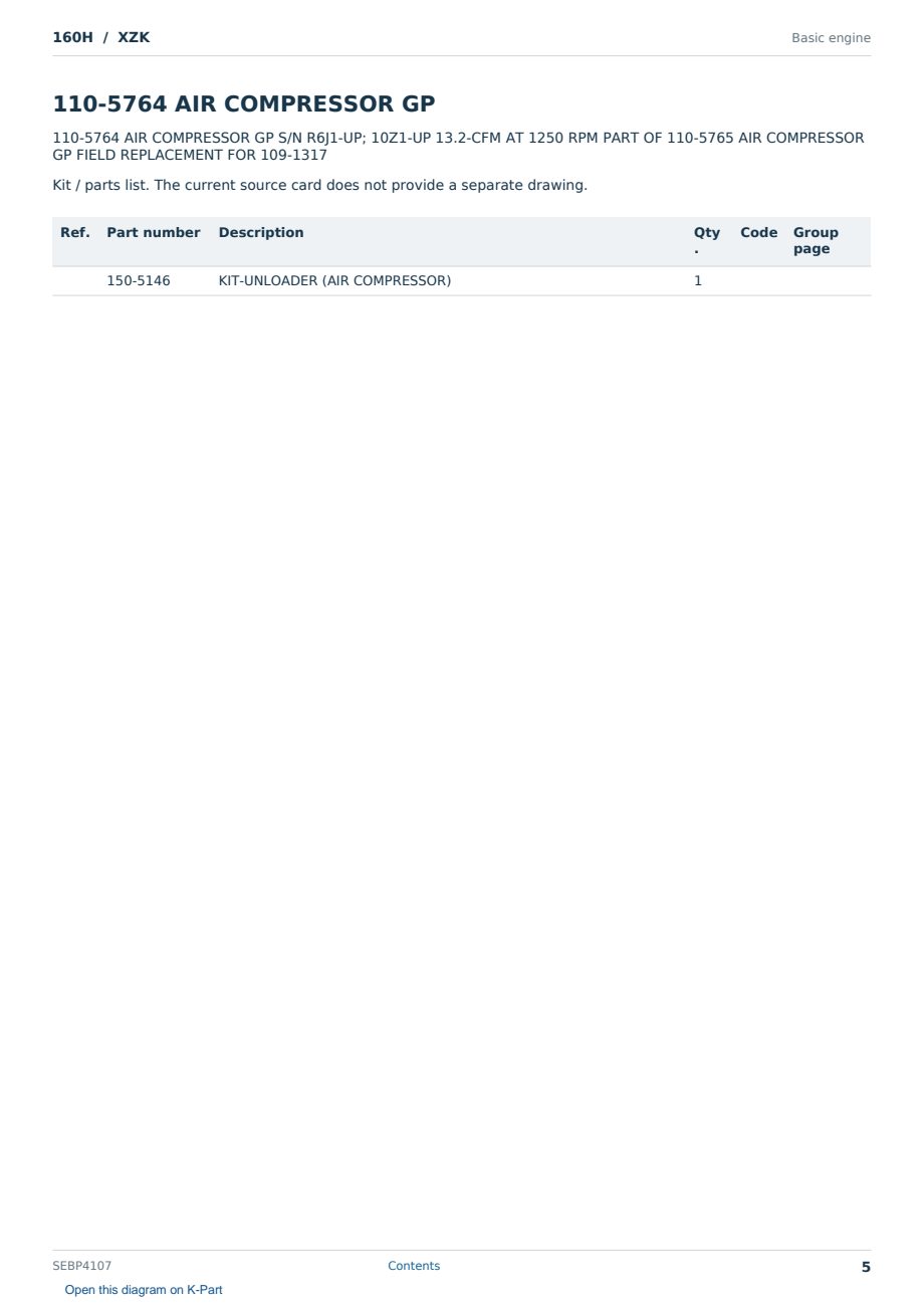 Caterpillar 160H S/N XZK Partsbook SEBP4107 (English) - sample page 5 of 10 Caterpillar 160H S/N XZK Partsbook SEBP4107 (English) - sample page 5 of 10