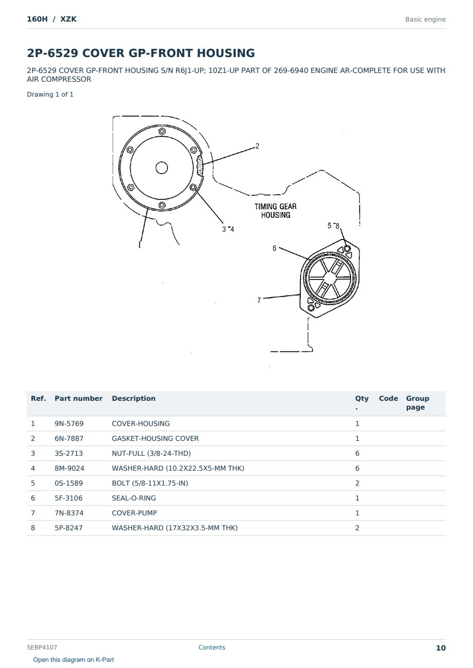 Caterpillar 160H S/N XZK Partsbook SEBP4107 (English) - sample page 10 of 10 Caterpillar 160H S/N XZK Partsbook SEBP4107 (English) - sample page 10 of 10