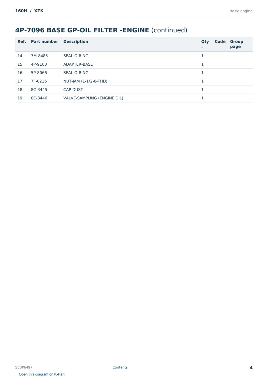 Caterpillar 160H S/N XZK Partsbook SEBP6497 (English) - sample page 4 of 10 Caterpillar 160H S/N XZK Partsbook SEBP6497 (English) - sample page 4 of 10