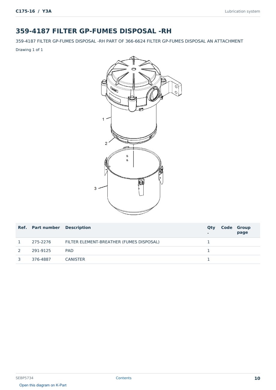 Caterpillar C175-16 S/N Y3A Partsbook SEBP5734 (English) - sample page 10 of 10 Caterpillar C175-16 S/N Y3A Partsbook SEBP5734 (English) - sample page 10 of 10