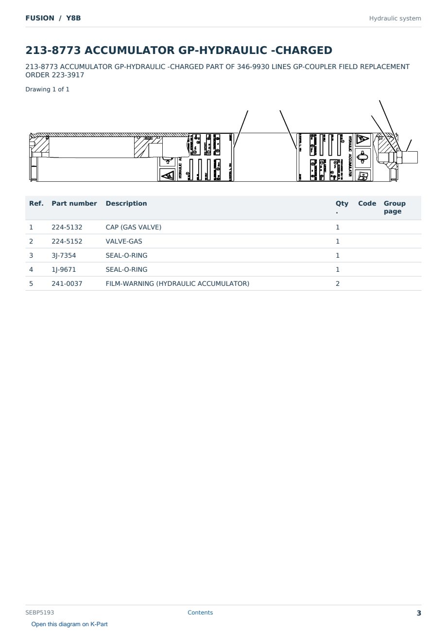 Caterpillar FUSION S/N Y8B Partsbook SEBP5193 (English) - sample page 3 of 10 Caterpillar FUSION S/N Y8B Partsbook SEBP5193 (English) - sample page 3 of 10