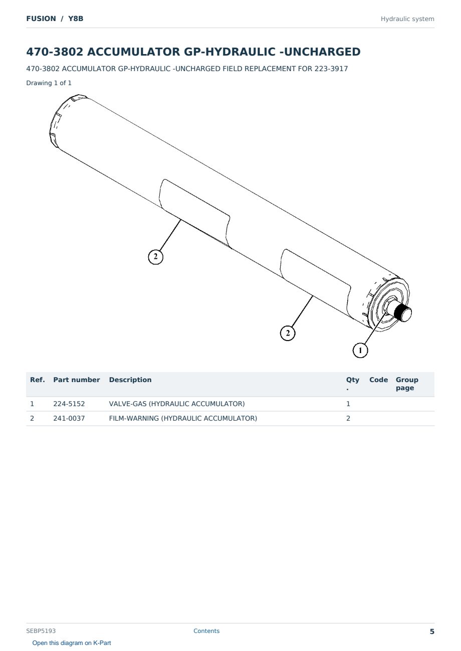 Caterpillar FUSION S/N Y8B Partsbook SEBP5193 (English) - sample page 5 of 10 Caterpillar FUSION S/N Y8B Partsbook SEBP5193 (English) - sample page 5 of 10