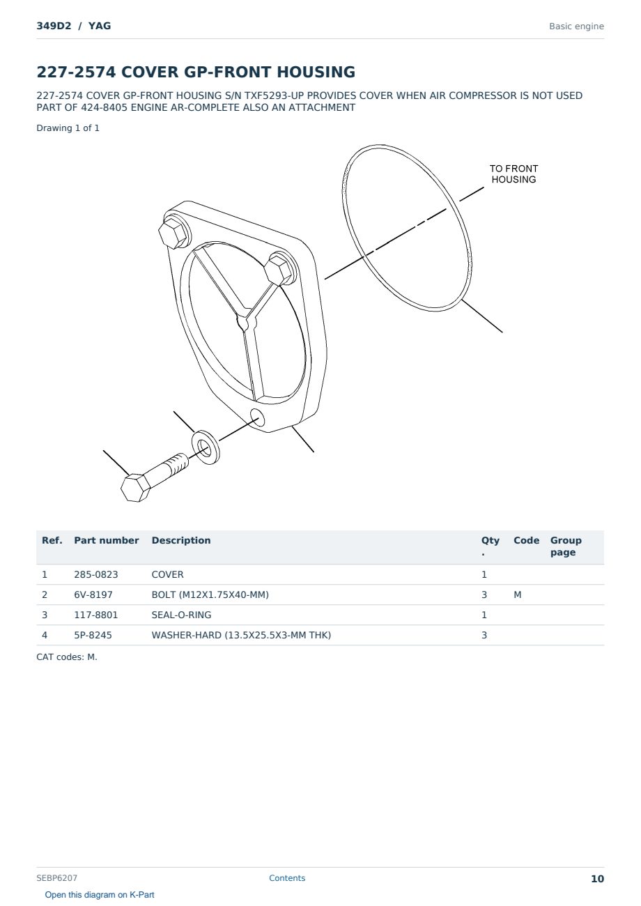 Caterpillar 349D2 S/N YAG Partsbook SEBP6207 (English) - sample page 10 of 10 Caterpillar 349D2 S/N YAG Partsbook SEBP6207 (English) - sample page 10 of 10