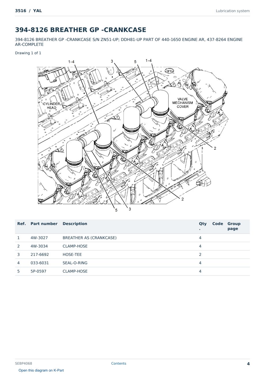 Caterpillar 3516 S/N YAL Partsbook SEBP4068 (English) - sample page 4 of 10 Caterpillar 3516 S/N YAL Partsbook SEBP4068 (English) - sample page 4 of 10