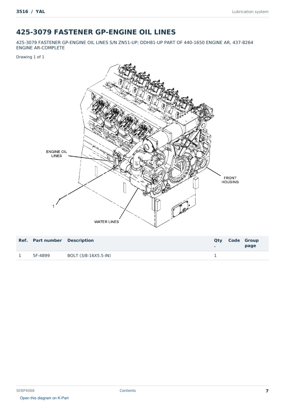 Caterpillar 3516 S/N YAL Partsbook SEBP4068 (English) - sample page 7 of 10 Caterpillar 3516 S/N YAL Partsbook SEBP4068 (English) - sample page 7 of 10
