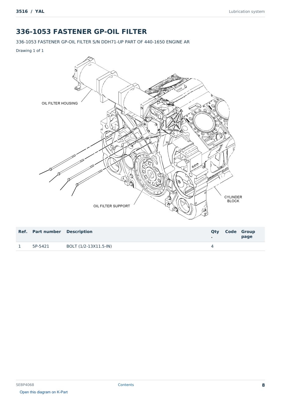 Caterpillar 3516 S/N YAL Partsbook SEBP4068 (English) - sample page 8 of 10 Caterpillar 3516 S/N YAL Partsbook SEBP4068 (English) - sample page 8 of 10