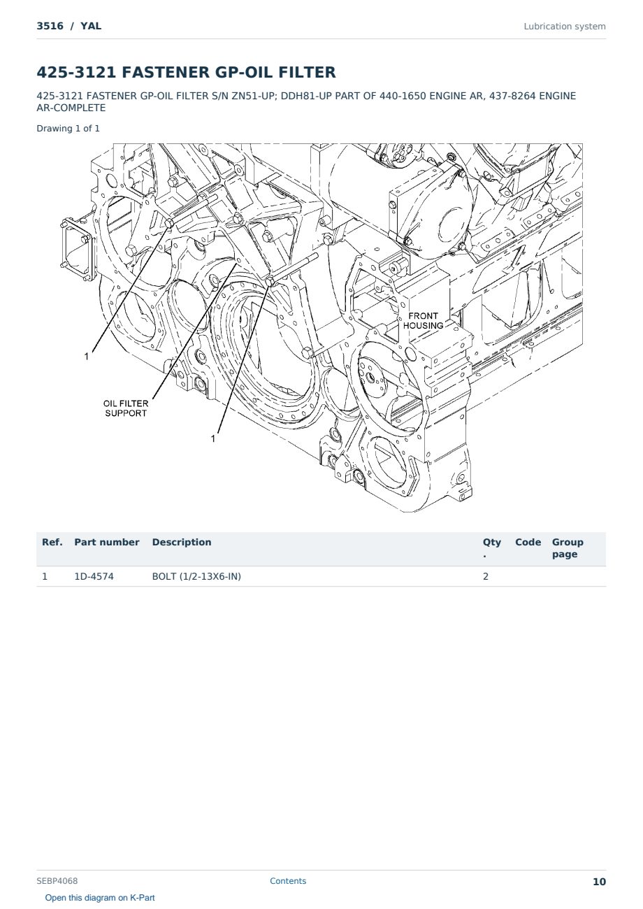 Caterpillar 3516 S/N YAL Partsbook SEBP4068 (English) - sample page 10 of 10 Caterpillar 3516 S/N YAL Partsbook SEBP4068 (English) - sample page 10 of 10