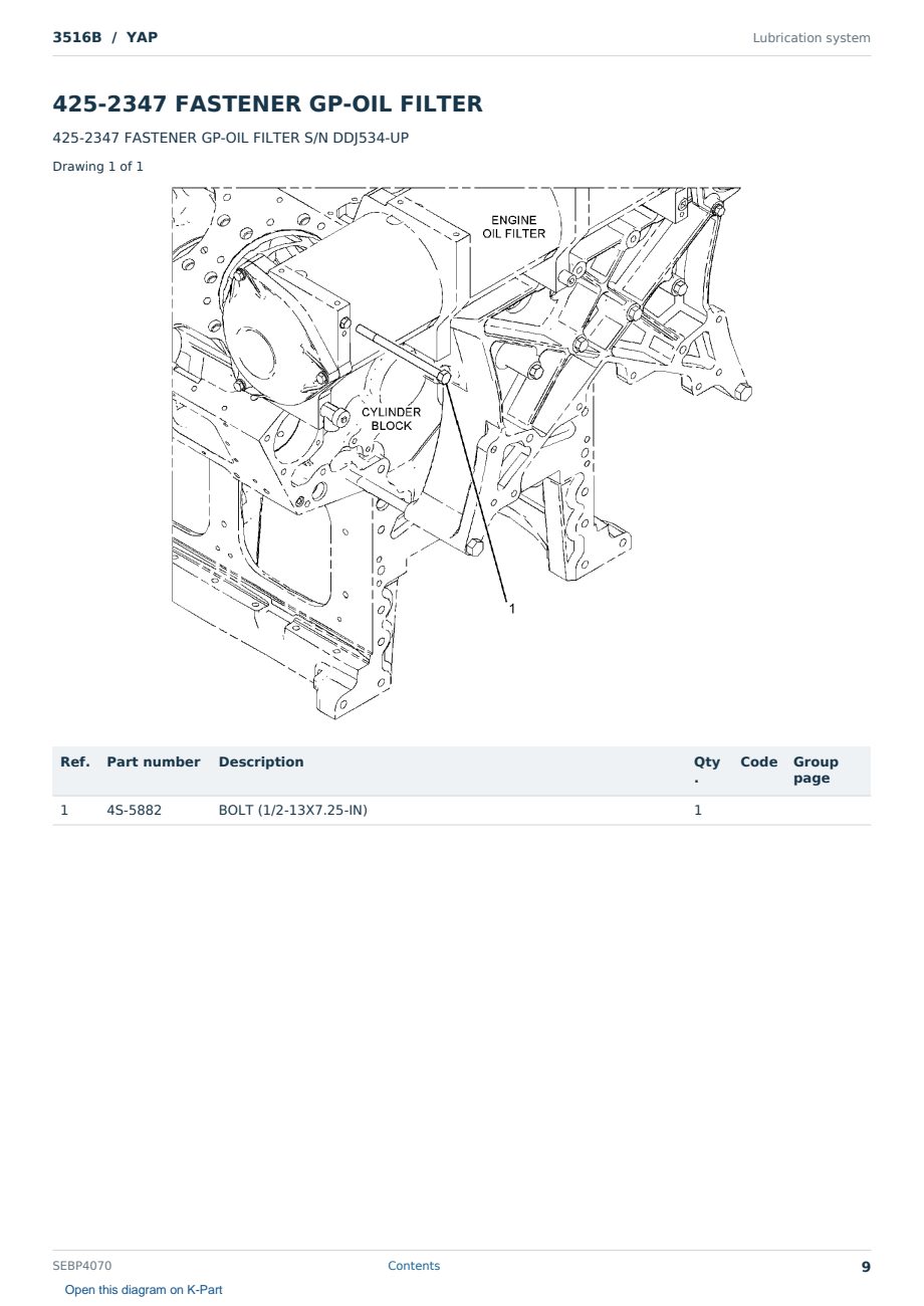 Caterpillar 3516B S/N YAP Partsbook SEBP4070 (English) - sample page 9 of 10 Caterpillar 3516B S/N YAP Partsbook SEBP4070 (English) - sample page 9 of 10