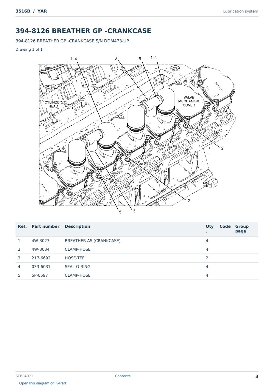 Caterpillar 3516B S/N YAR Partsbook SEBP4071 (English) - sample page 3 of 10 Caterpillar 3516B S/N YAR Partsbook SEBP4071 (English) - sample page 3 of 10