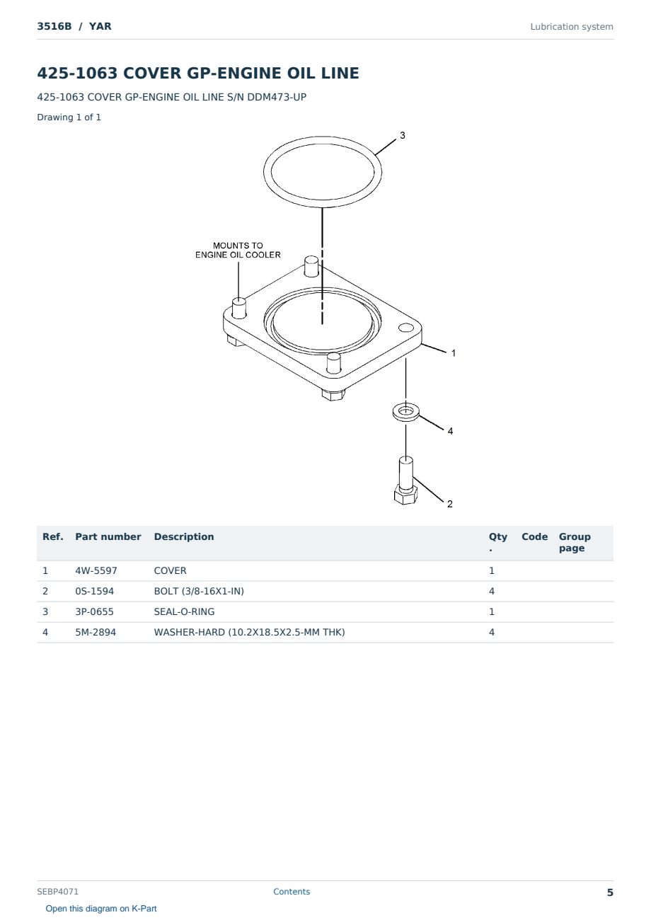 Caterpillar 3516B S/N YAR Partsbook SEBP4071 (English) - sample page 5 of 10 Caterpillar 3516B S/N YAR Partsbook SEBP4071 (English) - sample page 5 of 10
