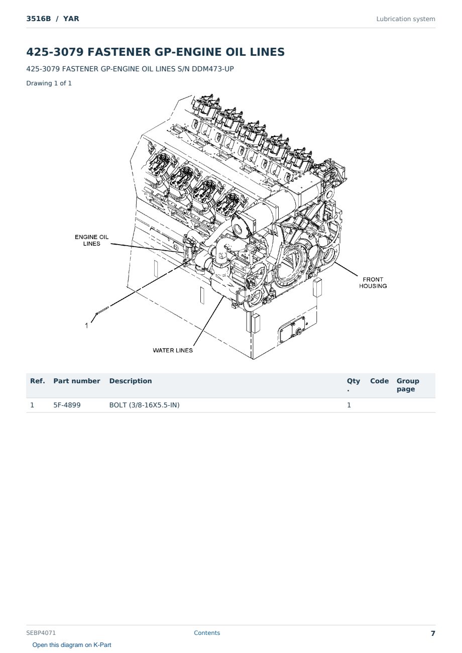Caterpillar 3516B S/N YAR Partsbook SEBP4071 (English) - sample page 7 of 10 Caterpillar 3516B S/N YAR Partsbook SEBP4071 (English) - sample page 7 of 10