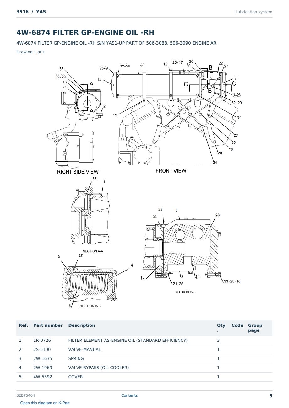 Caterpillar 3516 S/N YAS Partsbook SEBP5404 (English) - sample page 5 of 10 Caterpillar 3516 S/N YAS Partsbook SEBP5404 (English) - sample page 5 of 10