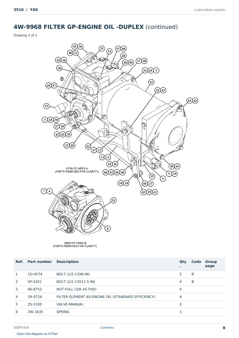 Caterpillar 3516 S/N YAS Partsbook SEBP5404 (English) - sample page 8 of 10 Caterpillar 3516 S/N YAS Partsbook SEBP5404 (English) - sample page 8 of 10