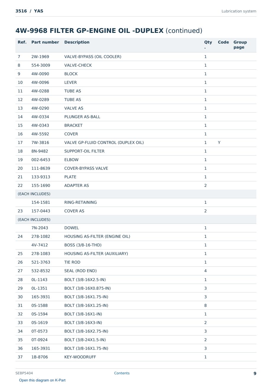 Caterpillar 3516 S/N YAS Partsbook SEBP5404 (English) - sample page 9 of 10 Caterpillar 3516 S/N YAS Partsbook SEBP5404 (English) - sample page 9 of 10
