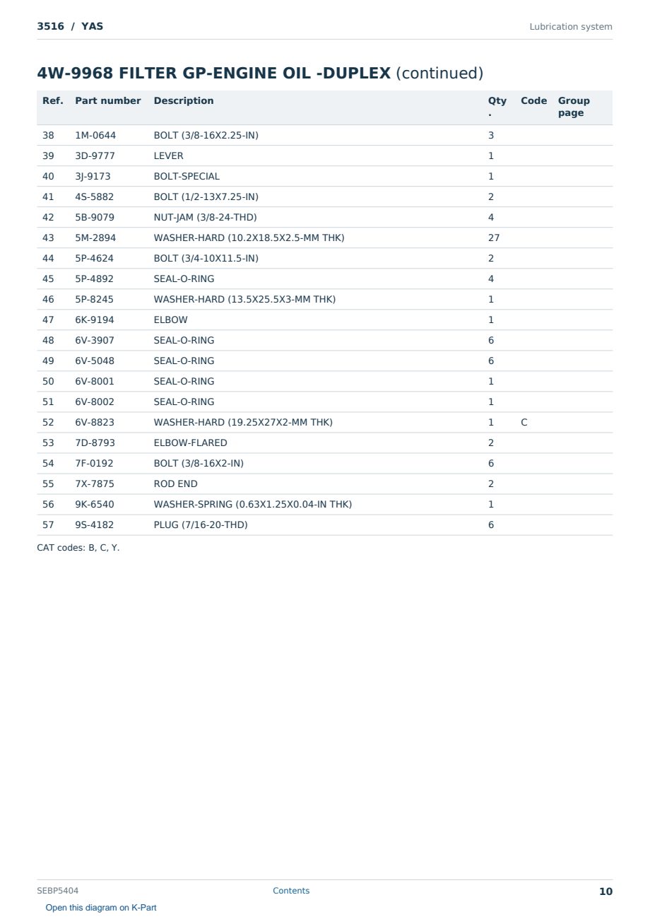 Caterpillar 3516 S/N YAS Partsbook SEBP5404 (English) - sample page 10 of 10 Caterpillar 3516 S/N YAS Partsbook SEBP5404 (English) - sample page 10 of 10