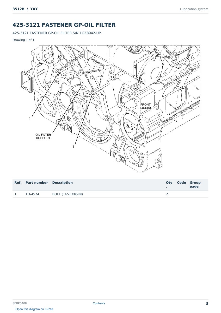 Caterpillar 3512B S/N YAY Partsbook SEBP5408 (English) - sample page 8 of 10 Caterpillar 3512B S/N YAY Partsbook SEBP5408 (English) - sample page 8 of 10