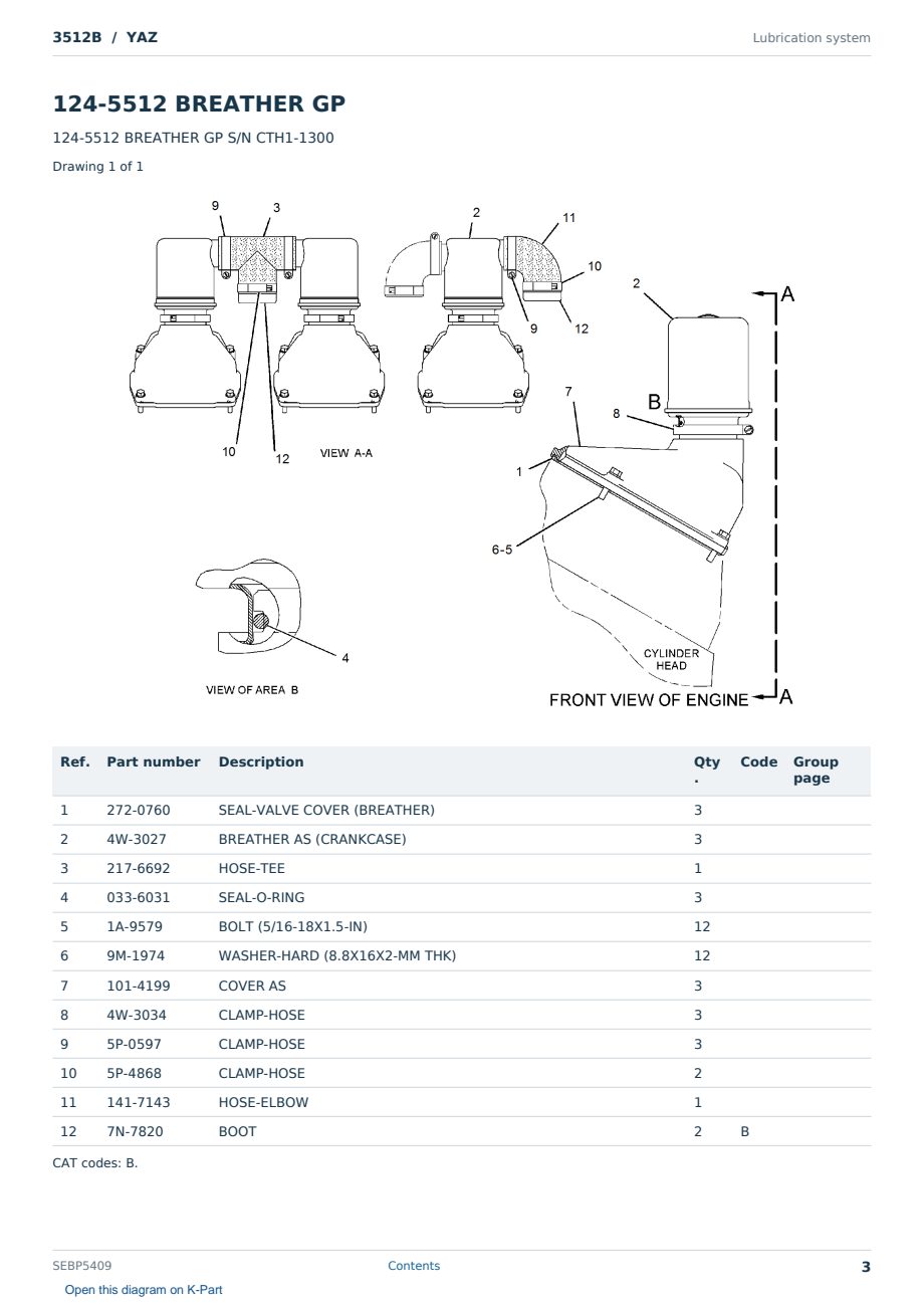 Caterpillar 3512B S/N YAZ Partsbook SEBP5409 (English) - sample page 3 of 10 Caterpillar 3512B S/N YAZ Partsbook SEBP5409 (English) - sample page 3 of 10