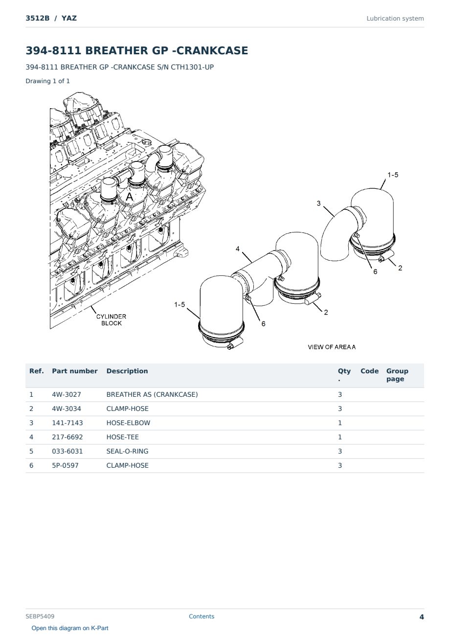 Caterpillar 3512B S/N YAZ Partsbook SEBP5409 (English) - sample page 4 of 10 Caterpillar 3512B S/N YAZ Partsbook SEBP5409 (English) - sample page 4 of 10