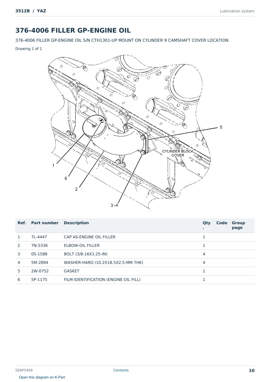 Caterpillar 3512B S/N YAZ Partsbook SEBP5409 (English) - sample page 10 of 10 Caterpillar 3512B S/N YAZ Partsbook SEBP5409 (English) - sample page 10 of 10