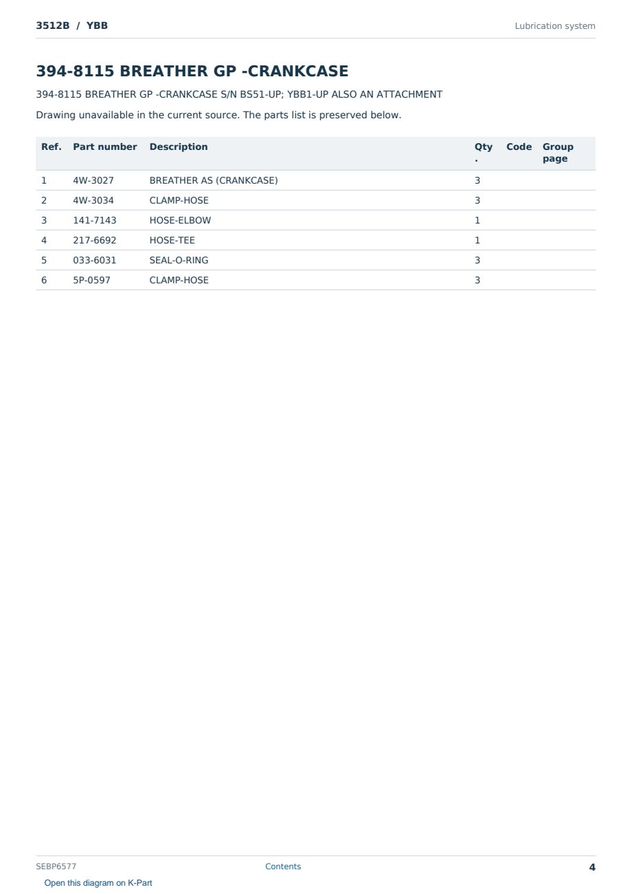 Caterpillar 3512B S/N YBB Partsbook SEBP6577 (English) - sample page 4 of 10 Caterpillar 3512B S/N YBB Partsbook SEBP6577 (English) - sample page 4 of 10
