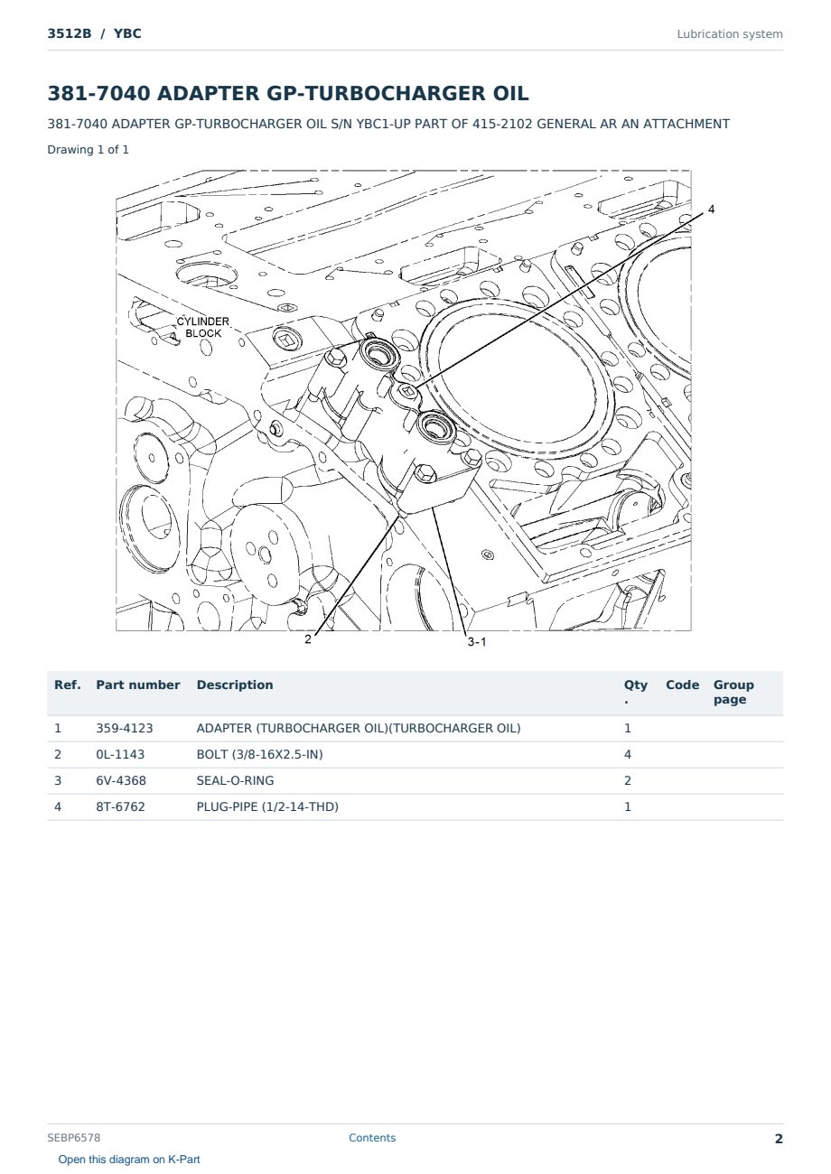 Caterpillar 3512B S/N YBC Partsbook SEBP6578 (English) - sample page 2 of 10 Caterpillar 3512B S/N YBC Partsbook SEBP6578 (English) - sample page 2 of 10