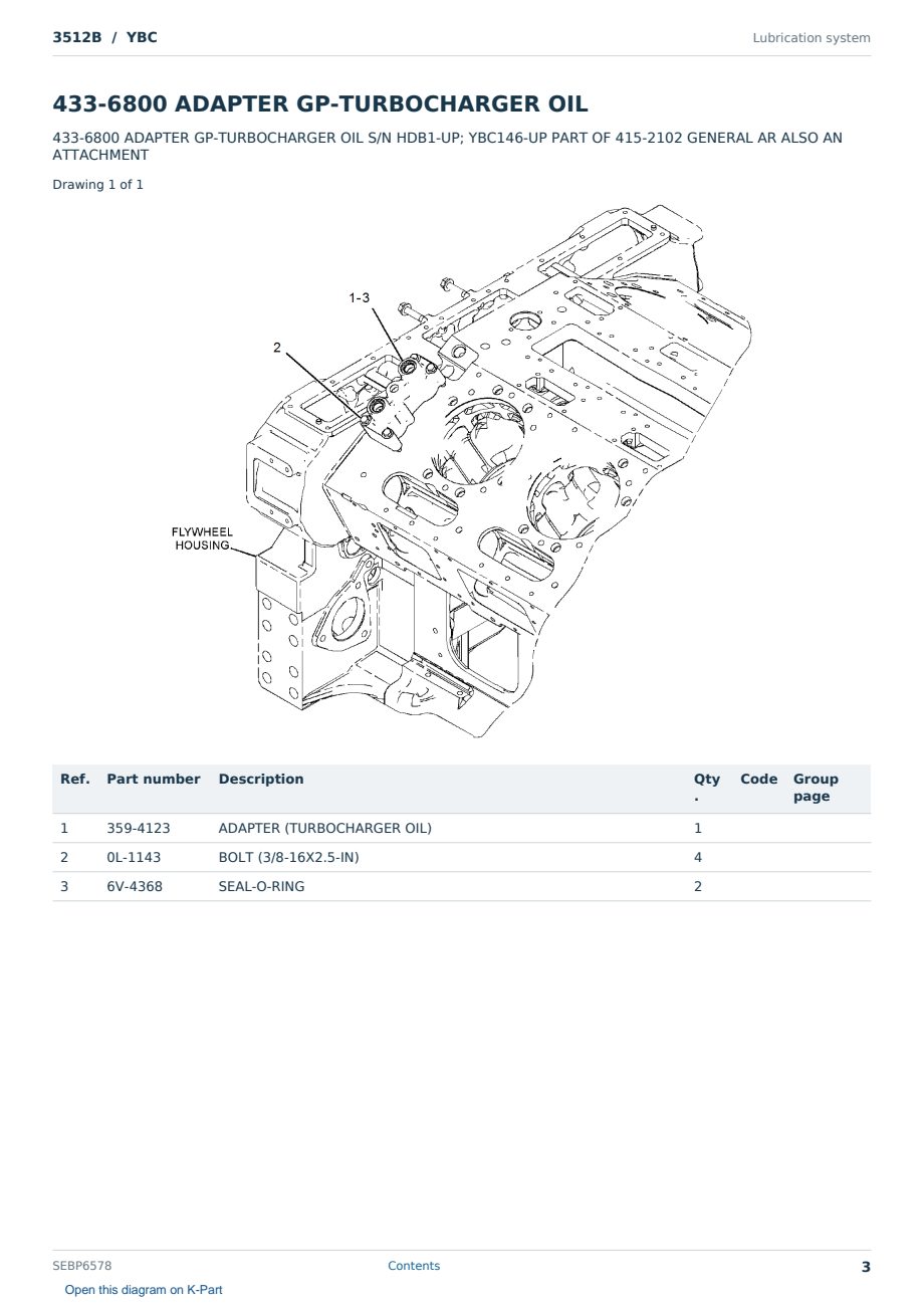 Caterpillar 3512B S/N YBC Partsbook SEBP6578 (English) - sample page 3 of 10 Caterpillar 3512B S/N YBC Partsbook SEBP6578 (English) - sample page 3 of 10