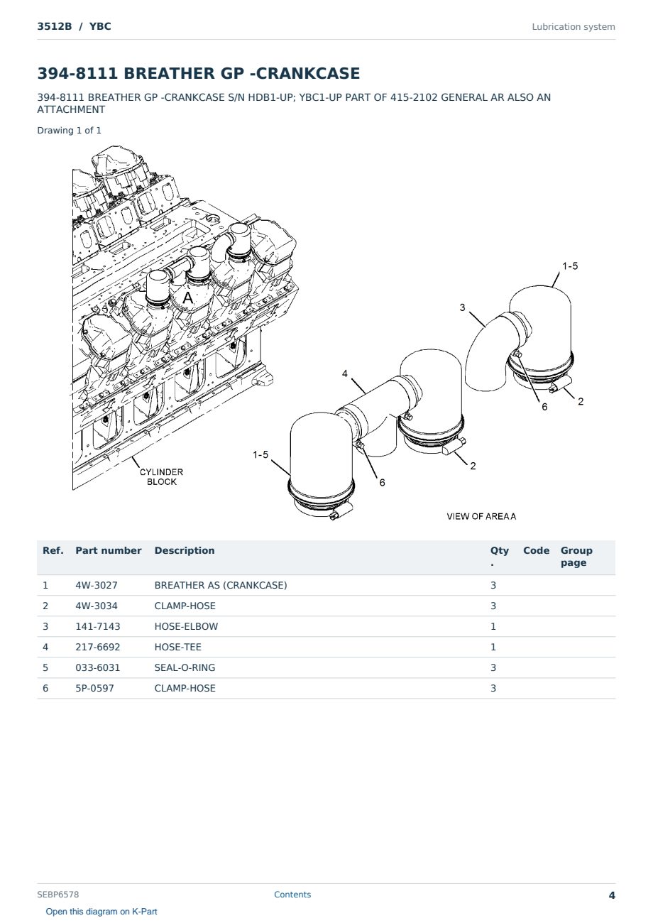 Caterpillar 3512B S/N YBC Partsbook SEBP6578 (English) - sample page 4 of 10 Caterpillar 3512B S/N YBC Partsbook SEBP6578 (English) - sample page 4 of 10