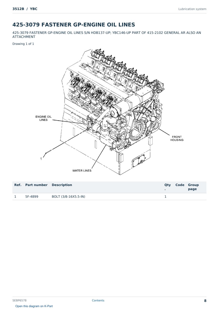 Caterpillar 3512B S/N YBC Partsbook SEBP6578 (English) - sample page 8 of 10 Caterpillar 3512B S/N YBC Partsbook SEBP6578 (English) - sample page 8 of 10