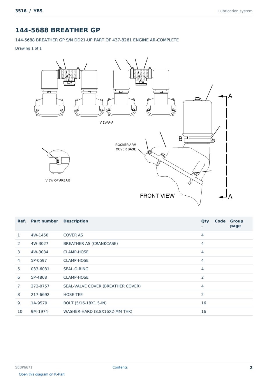 Caterpillar 3516 S/N YBS Partsbook SEBP6671 (English) - sample page 2 of 10 Caterpillar 3516 S/N YBS Partsbook SEBP6671 (English) - sample page 2 of 10