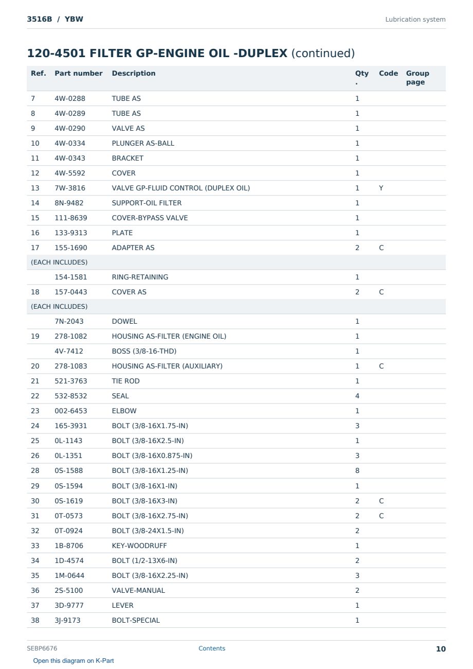 Caterpillar 3516B S/N YBW Partsbook SEBP6676 (English) - sample page 10 of 10 Caterpillar 3516B S/N YBW Partsbook SEBP6676 (English) - sample page 10 of 10