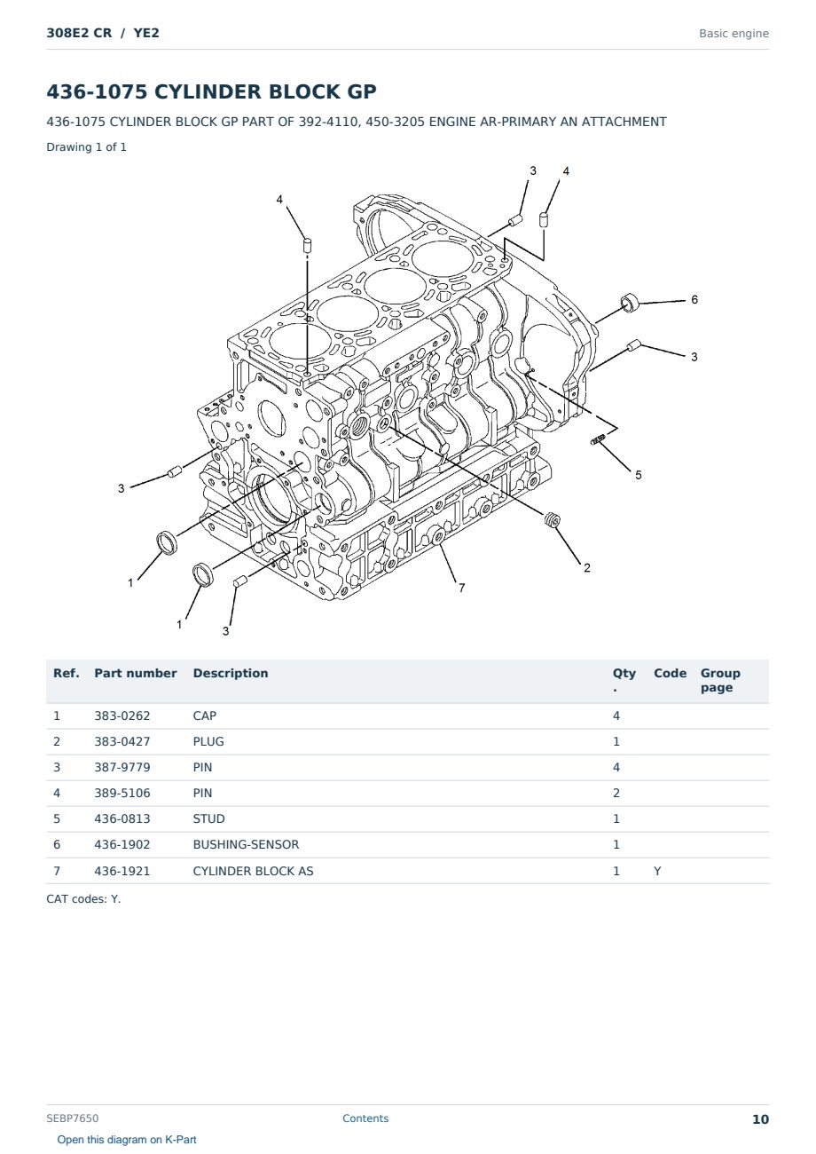 Caterpillar 308E2 CR S/N YE2 Partsbook SEBP7650 (English) - sample page 10 of 10 Caterpillar 308E2 CR S/N YE2 Partsbook SEBP7650 (English) - sample page 10 of 10