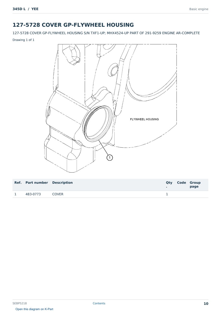 Caterpillar 345D L S/N YEE Partsbook SEBP5218 (English) - sample page 10 of 10 Caterpillar 345D L S/N YEE Partsbook SEBP5218 (English) - sample page 10 of 10