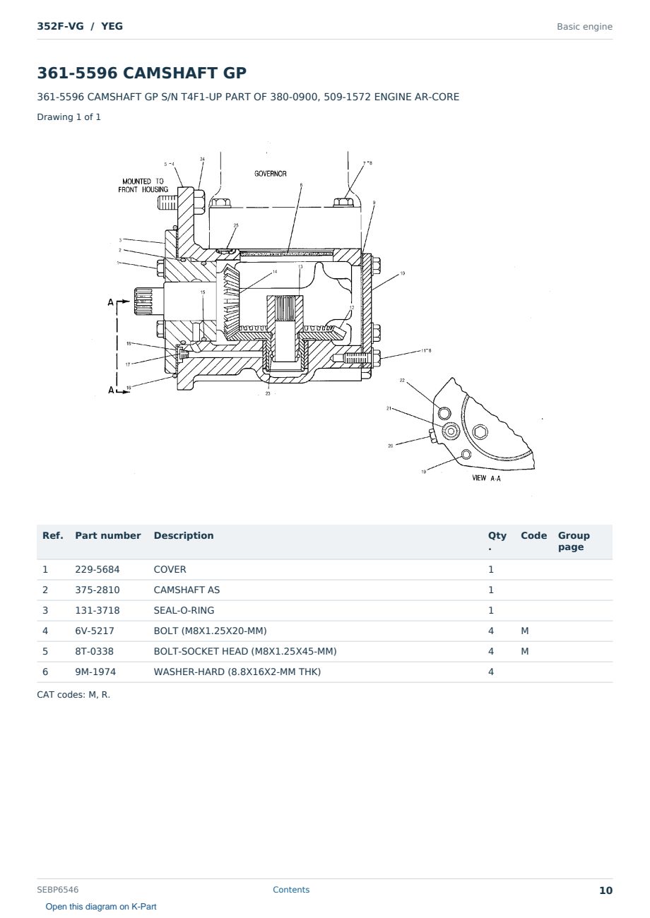 Caterpillar 352F-VG S/N YEG Partsbook SEBP6546 (English) - sample page 10 of 10 Caterpillar 352F-VG S/N YEG Partsbook SEBP6546 (English) - sample page 10 of 10