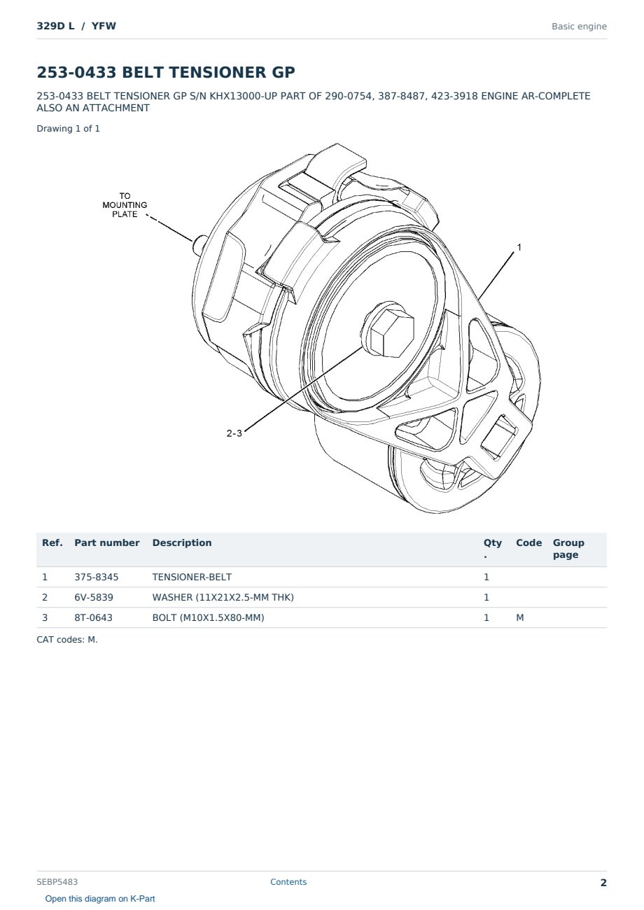 Caterpillar 329D L S/N YFW Partsbook SEBP5483 (English) - sample page 2 of 10 Caterpillar 329D L S/N YFW Partsbook SEBP5483 (English) - sample page 2 of 10