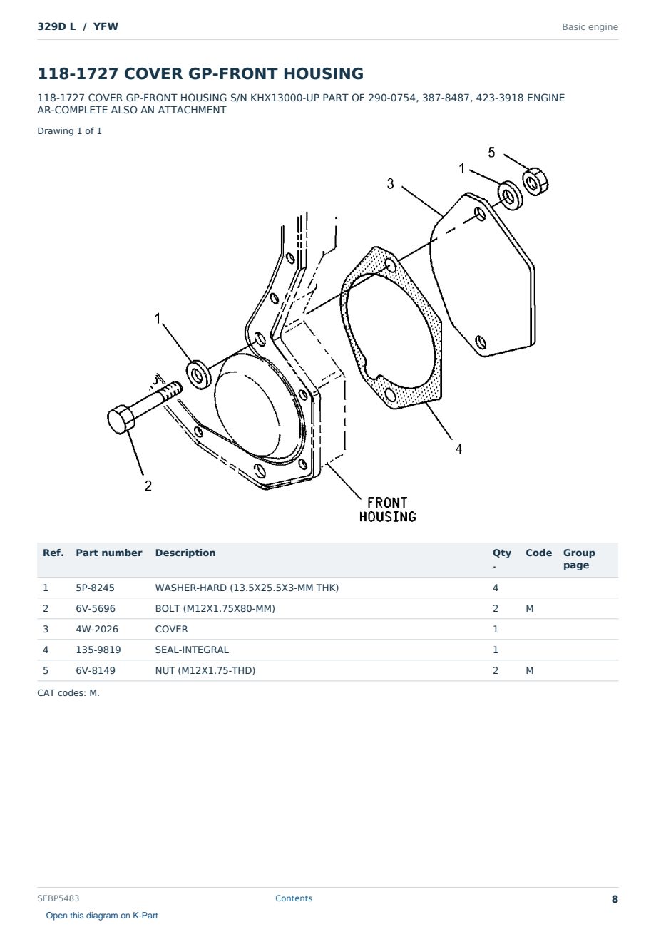 Caterpillar 329D L S/N YFW Partsbook SEBP5483 (English) - sample page 8 of 10 Caterpillar 329D L S/N YFW Partsbook SEBP5483 (English) - sample page 8 of 10