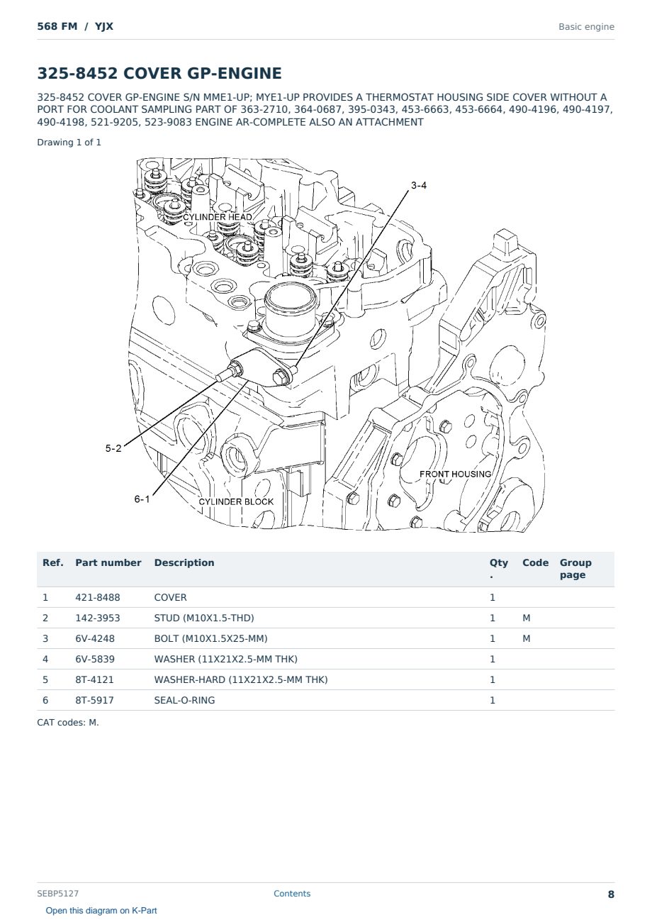 Caterpillar 568 FM S/N YJX Partsbook SEBP5127 (English) - sample page 8 of 10 Caterpillar 568 FM S/N YJX Partsbook SEBP5127 (English) - sample page 8 of 10