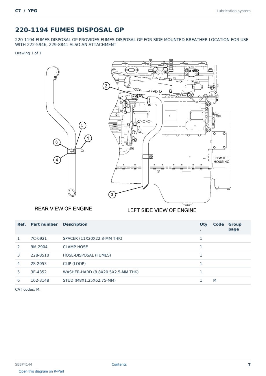 Caterpillar C7 S/N YPG Partsbook SEBP4144 (English) - sample page 7 of 10 Caterpillar C7 S/N YPG Partsbook SEBP4144 (English) - sample page 7 of 10