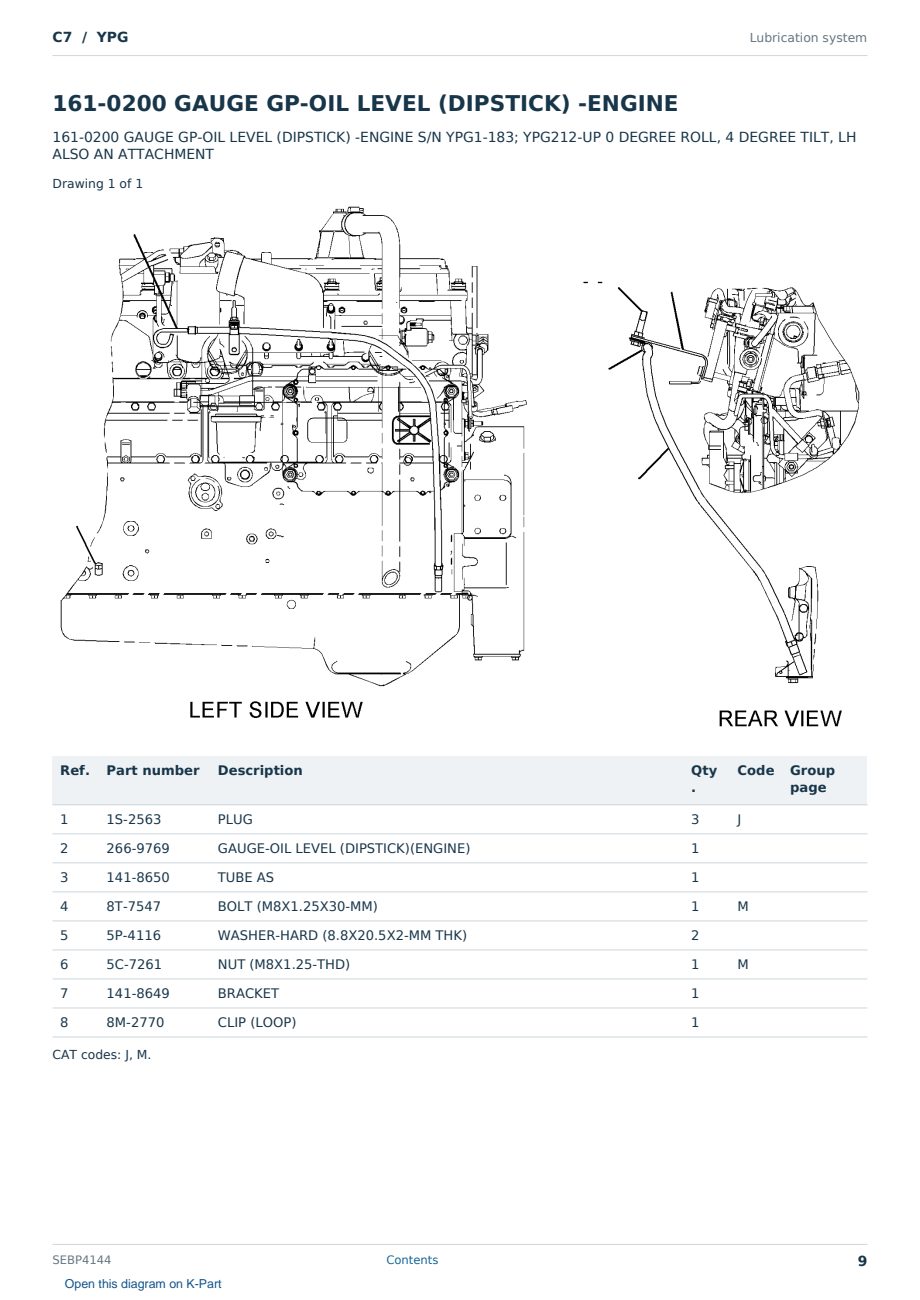 Caterpillar C7 S/N YPG Partsbook SEBP4144 (English) - sample page 9 of 10 Caterpillar C7 S/N YPG Partsbook SEBP4144 (English) - sample page 9 of 10