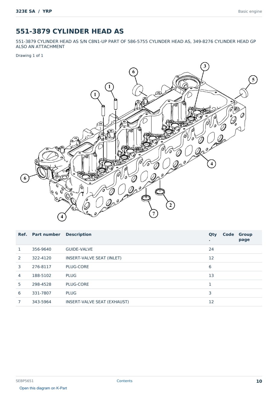 Caterpillar 323E SA S/N YRP Partsbook SEBP5651 (English) - sample page 10 of 10 Caterpillar 323E SA S/N YRP Partsbook SEBP5651 (English) - sample page 10 of 10