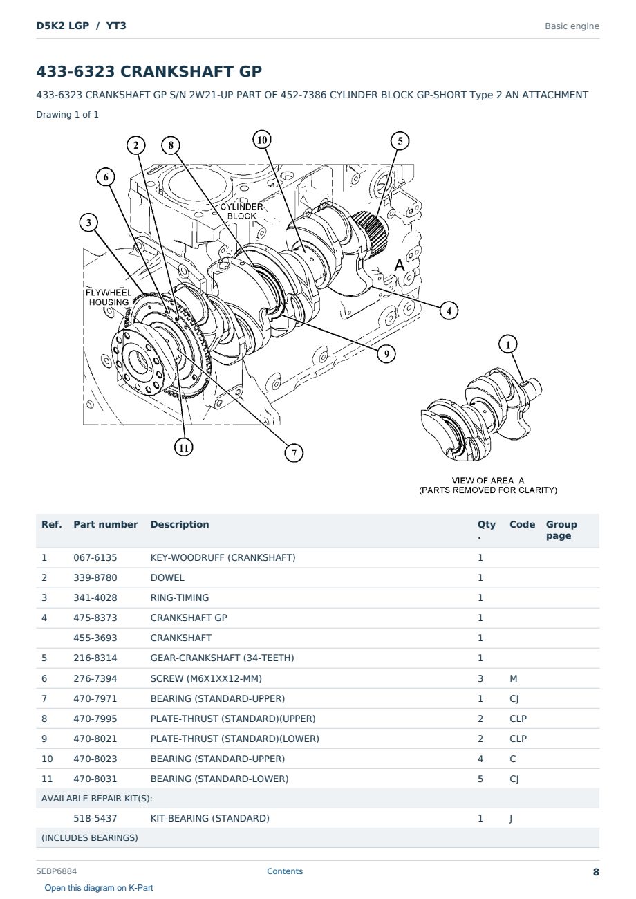 Caterpillar D5K2 LGP S/N YT3 Partsbook SEBP6884 (English) - sample page 8 of 10 Caterpillar D5K2 LGP S/N YT3 Partsbook SEBP6884 (English) - sample page 8 of 10