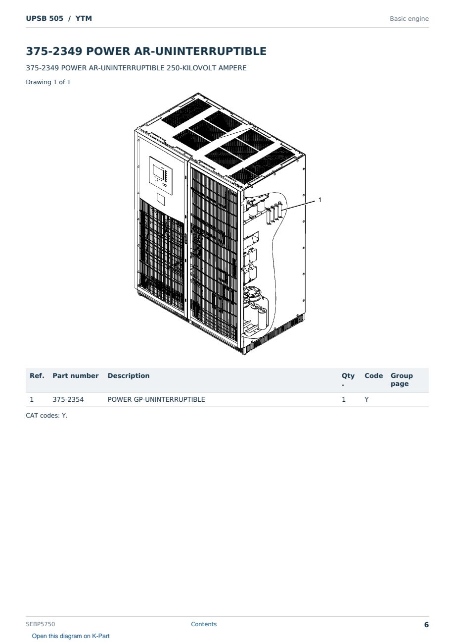 Caterpillar UPSB 505 S/N YTM Partsbook SEBP5750 (English) - sample page 6 of 10 Caterpillar UPSB 505 S/N YTM Partsbook SEBP5750 (English) - sample page 6 of 10